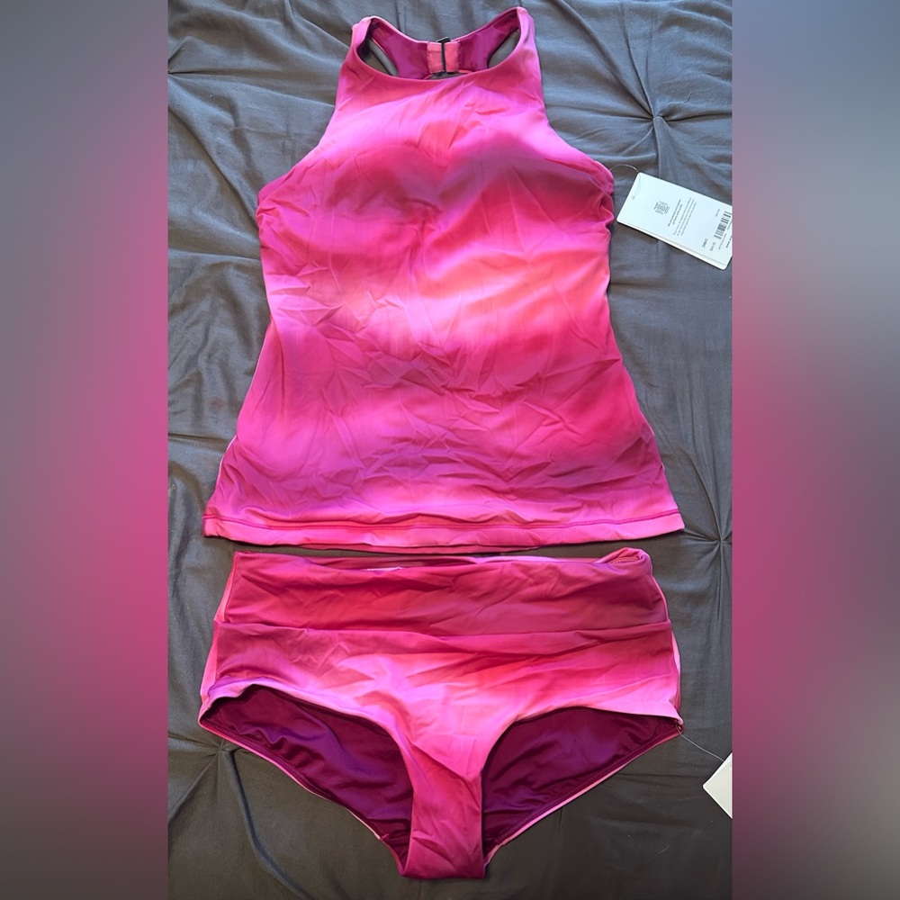 Athleta two piece tankini ombré fuchsia top 34 B/C, bottom S